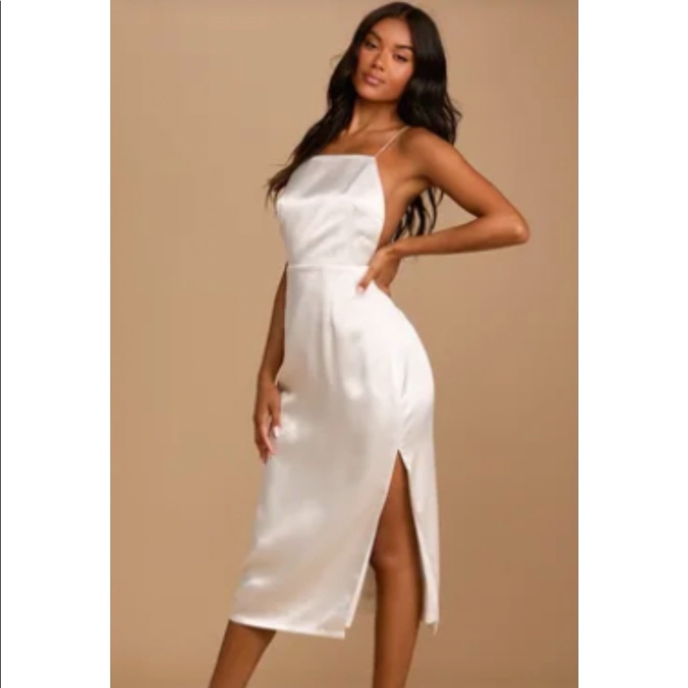 White Satin Lulu’s Midi Dress
